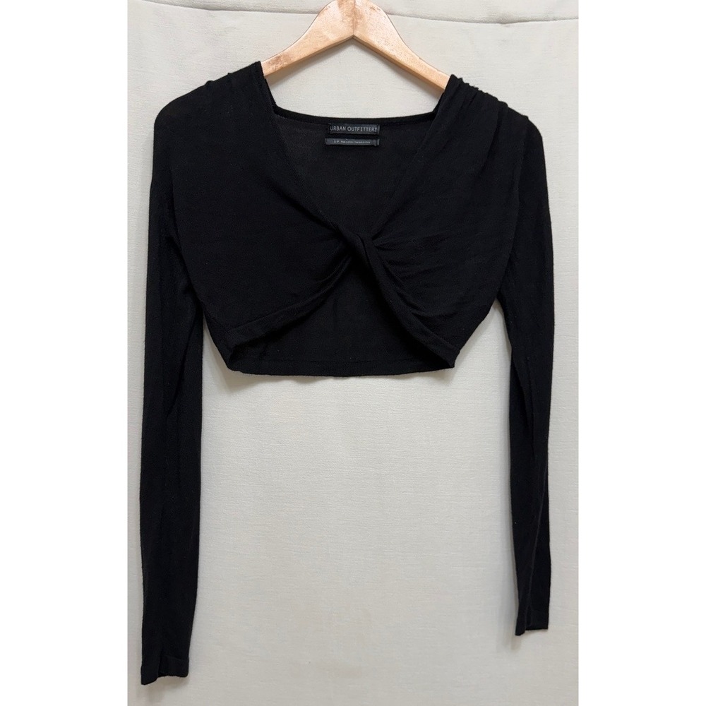 Urban Outfitters Black Long Sleeve Twist Front Crop Top Bolero Shrug Small
